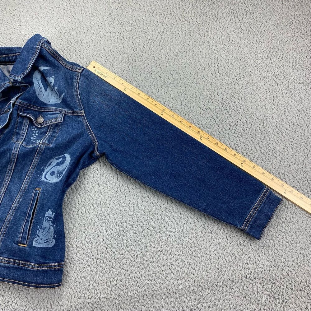 Old Navy Custom Upcycled Denim Jacket Yin-Yang Cats Boho Women's | Size: L - Picture 7 of 13